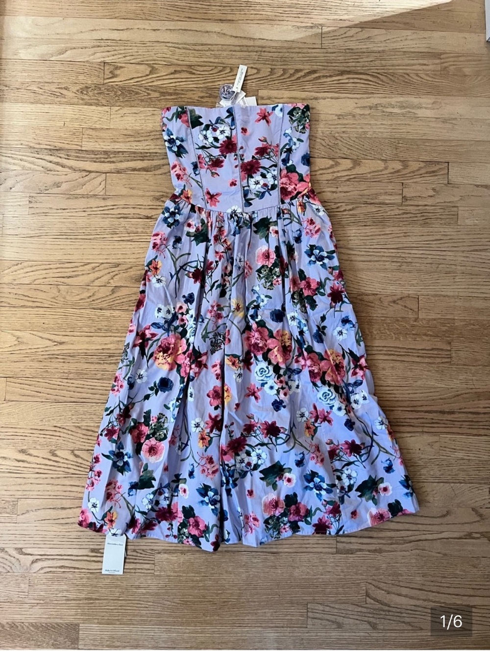 Abercrombie & Fitch Lavender Floral Strapless Midi Dress (bra free collection) - Picture 7 of 7